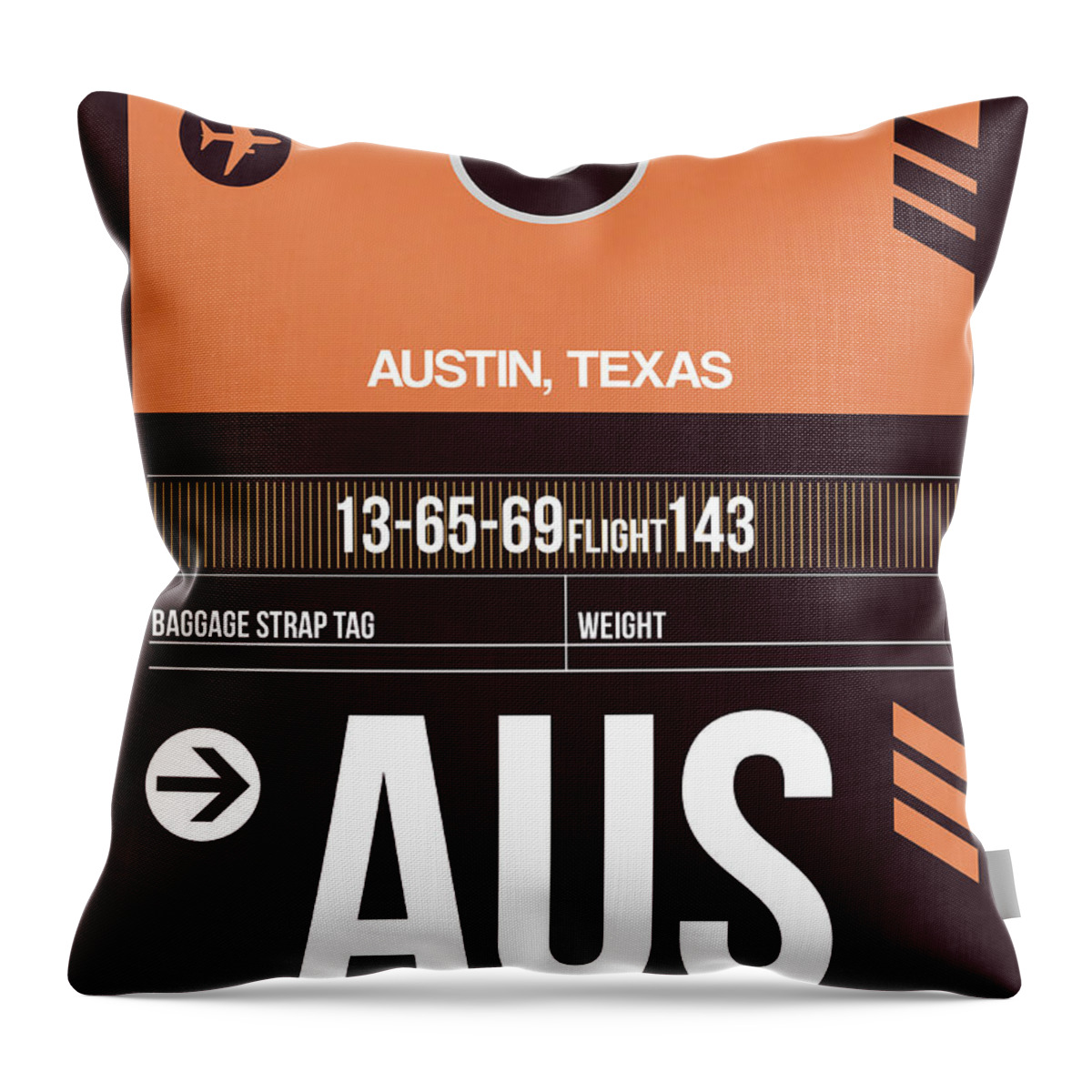  Throw Pillow featuring the digital art Austin Airport Poster 2 by Naxart Studio
