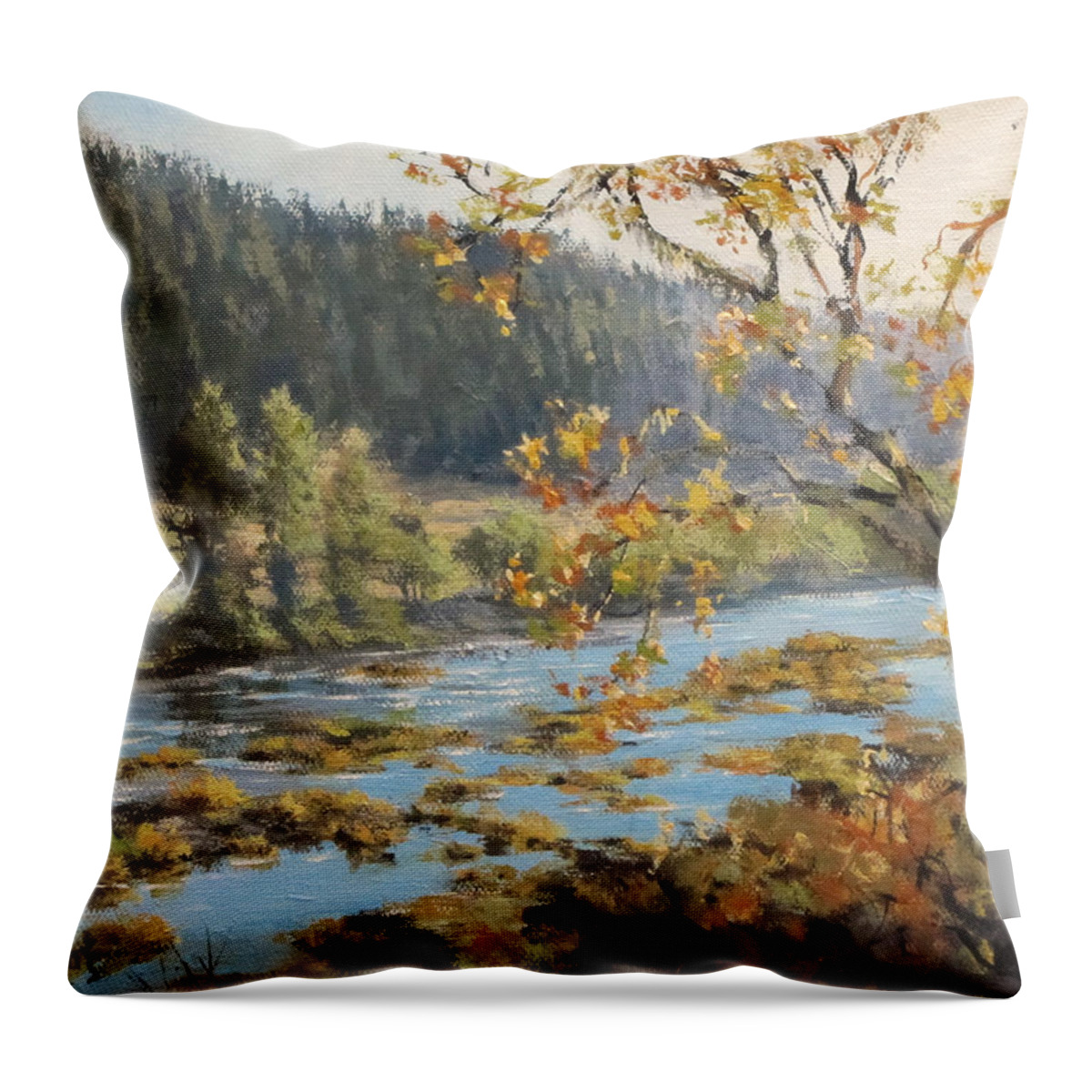 Landscape Throw Pillow featuring the painting Autumn Afternoon by Karen Ilari