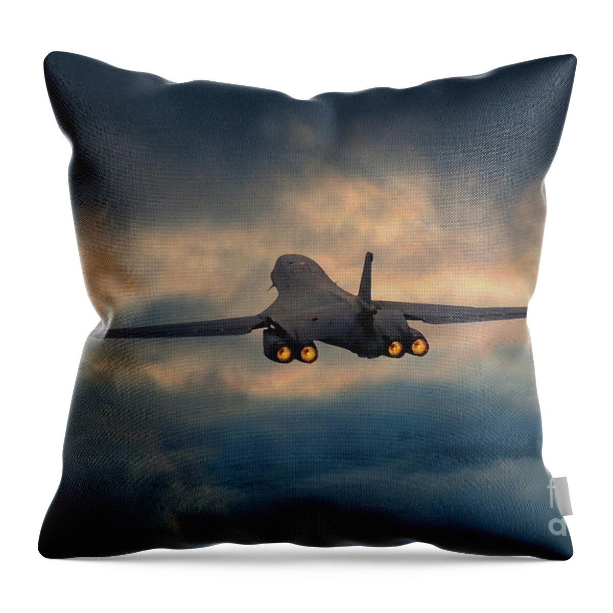 B-1 Bomber Throw Pillow featuring the digital art B-1 Bone by Airpower Art
