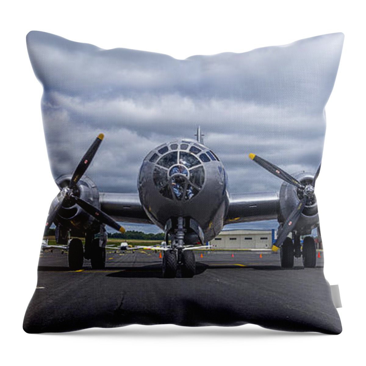 Plane Throw Pillow featuring the photograph B29 superfortress by Steven Ralser