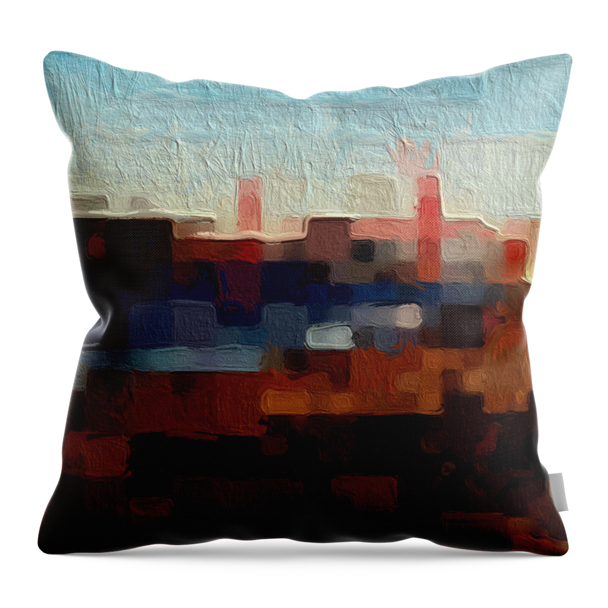 Abstract Art Throw Pillow featuring the painting Baker Beach by Linda Woods