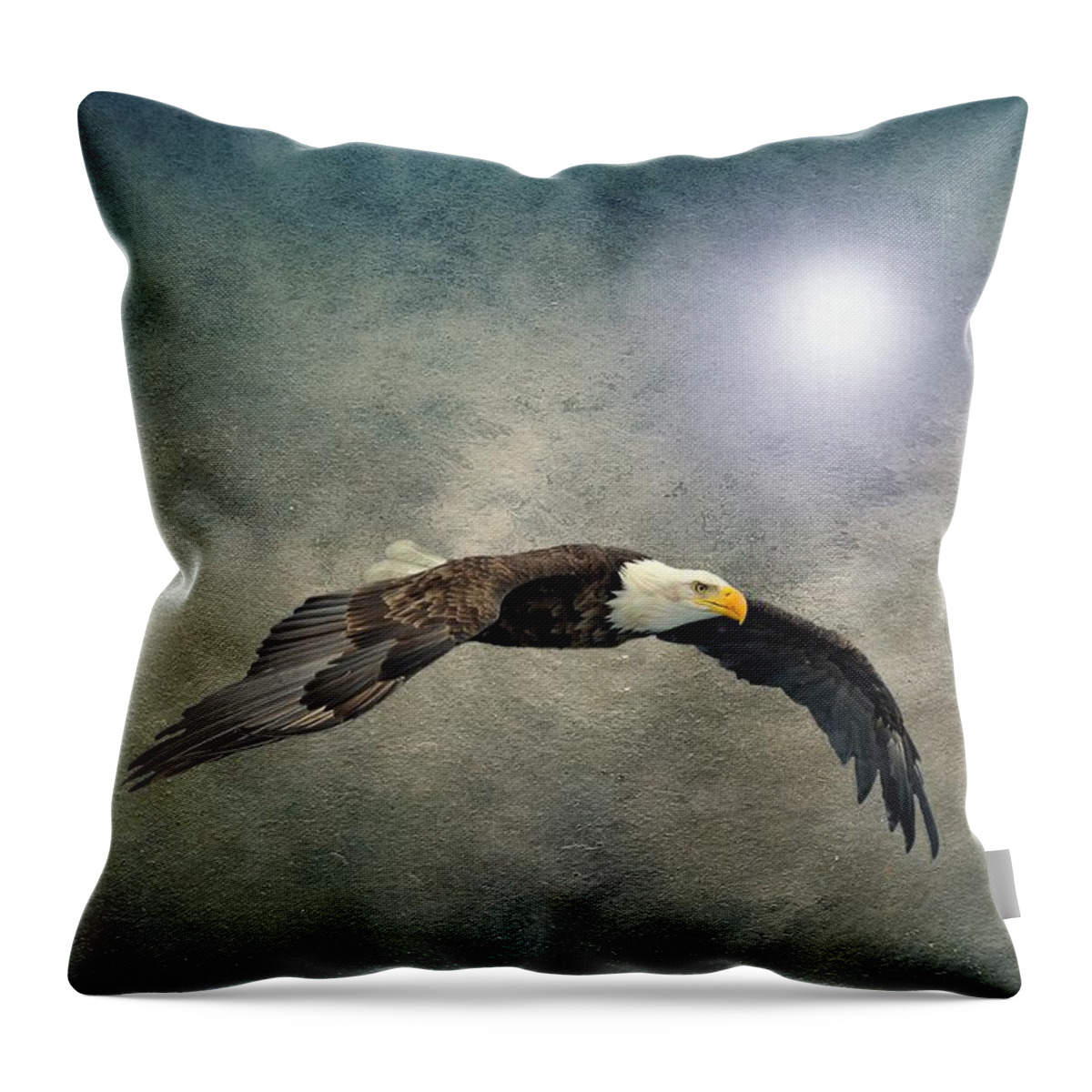 Eagle Throw Pillow featuring the photograph Bald Eagle Textured Art by David Dehner