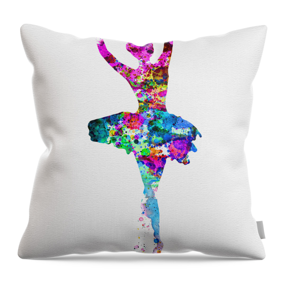 Ballet Throw Pillow featuring the painting Ballerina Watercolor 1 by Naxart Studio