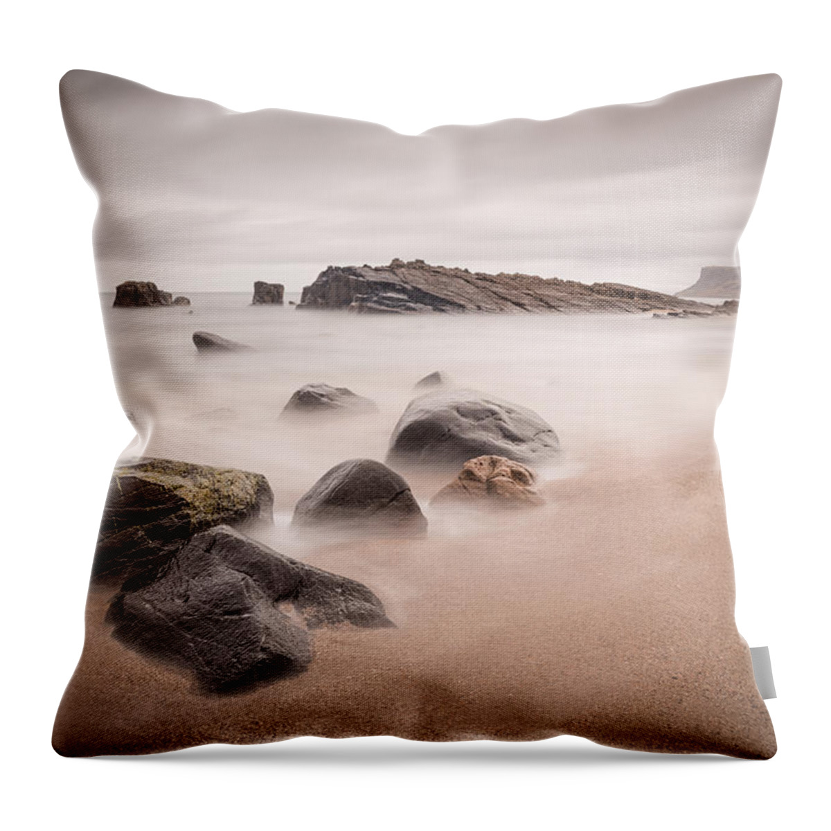 Pans Rock Throw Pillow featuring the photograph Ballycastle - Pans Rocks by Nigel R Bell