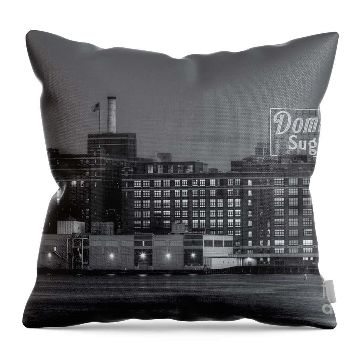 Clarence Holmes Throw Pillow featuring the photograph Baltimore Domino Sugars Plant II by Clarence Holmes