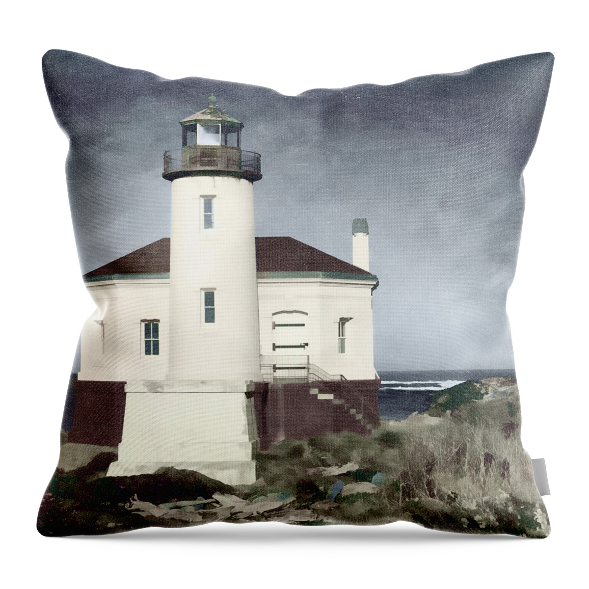 Bandon Throw Pillow featuring the photograph Bandon Lighthouse by Carol Leigh