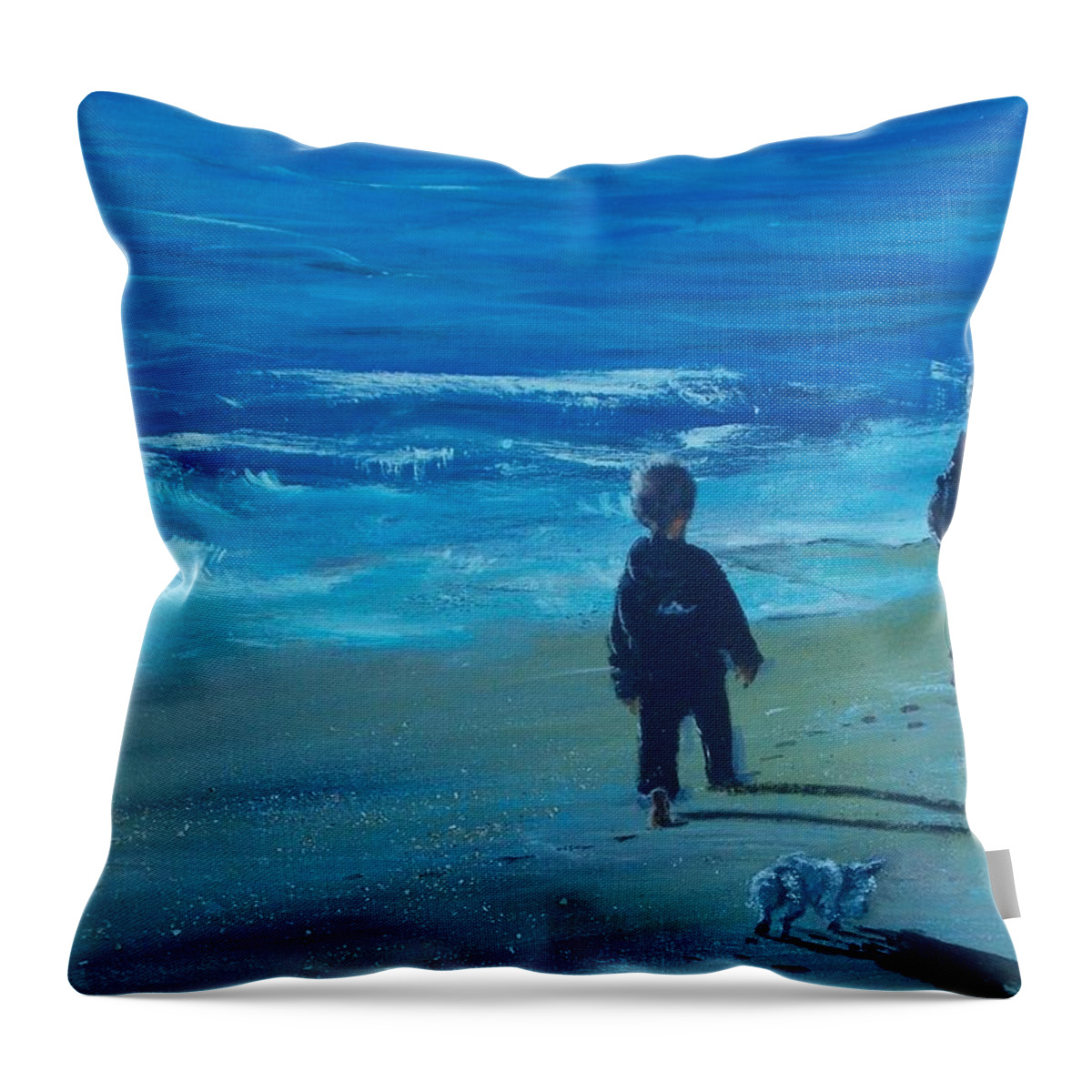 Exterior Artwork Throw Pillow featuring the mixed media Beach Bums by Darla Joy Johnson