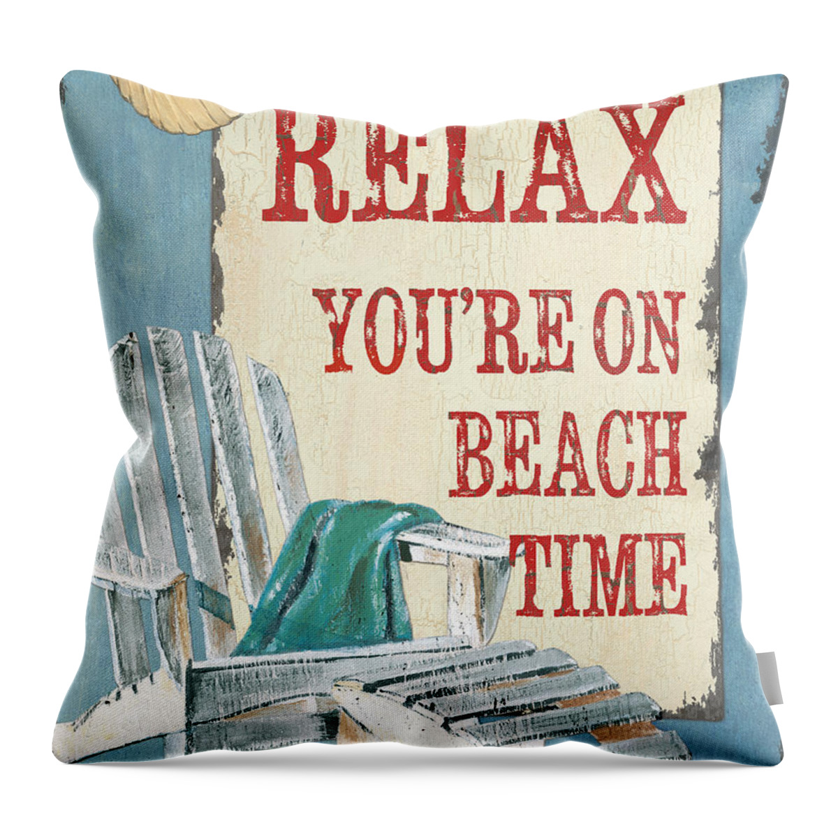 Beach Throw Pillow featuring the painting Beach Time 1 by Debbie DeWitt