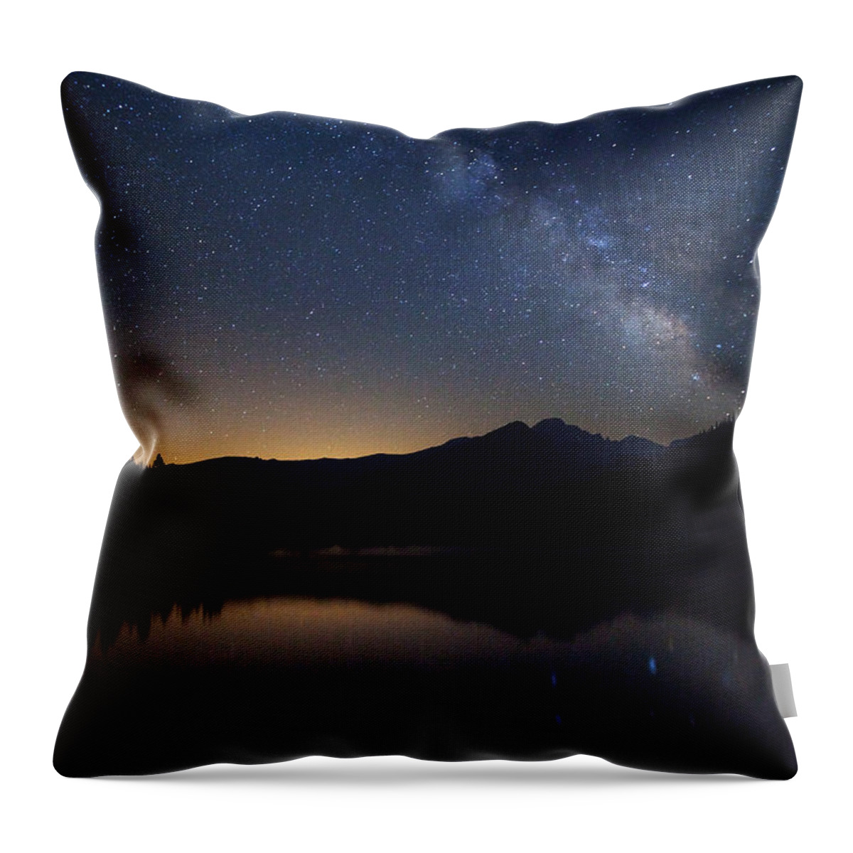 Milky Way Throw Pillow featuring the photograph Bear lake Milky Way by Darren White