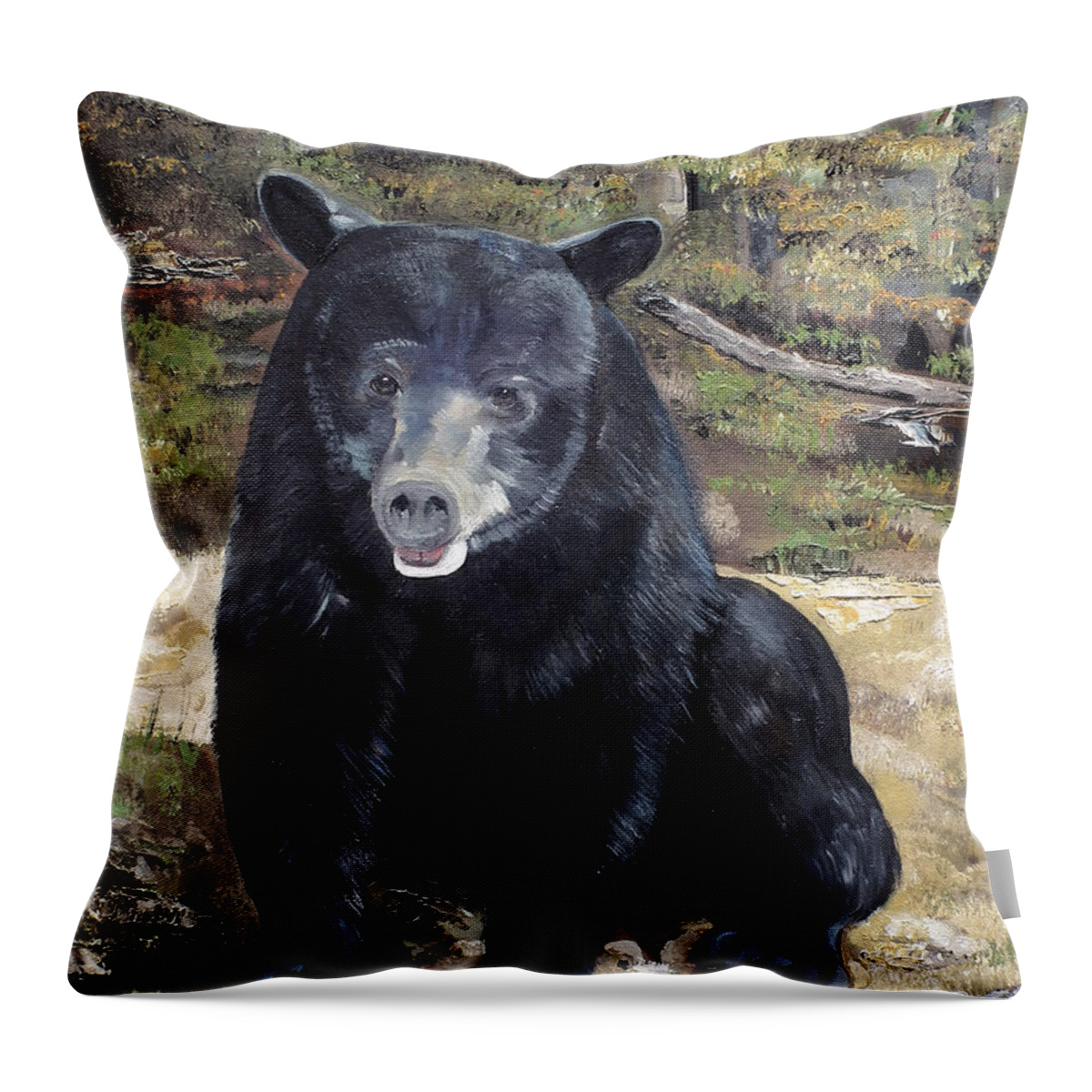 Black Bear Throw Pillow featuring the painting Bear - Wildlife Art - Ursus americanus by Jan Dappen
