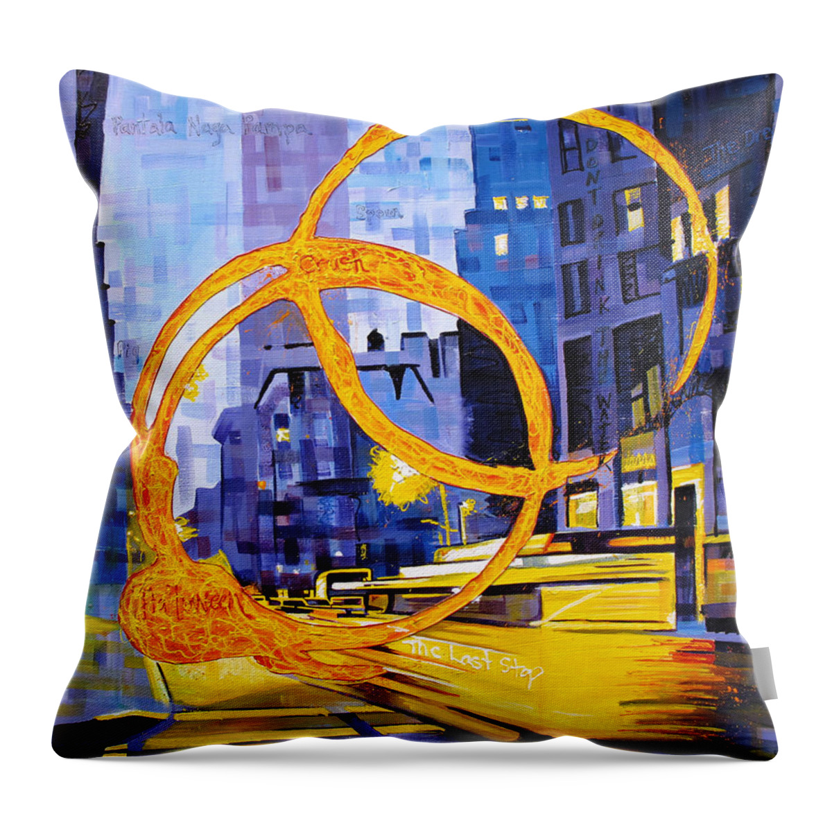 Dave Matthews Throw Pillow featuring the painting Before These Crowded Streets by Joshua Morton