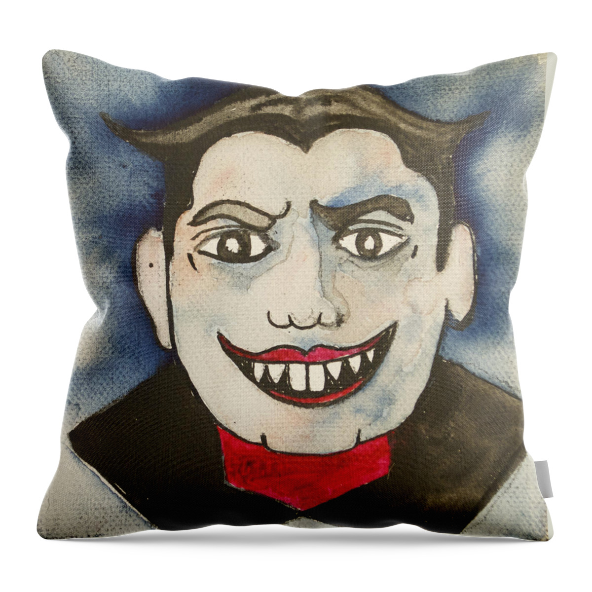 Vampires Throw Pillow featuring the painting Bela Lugosi as Tillie by Patricia Arroyo