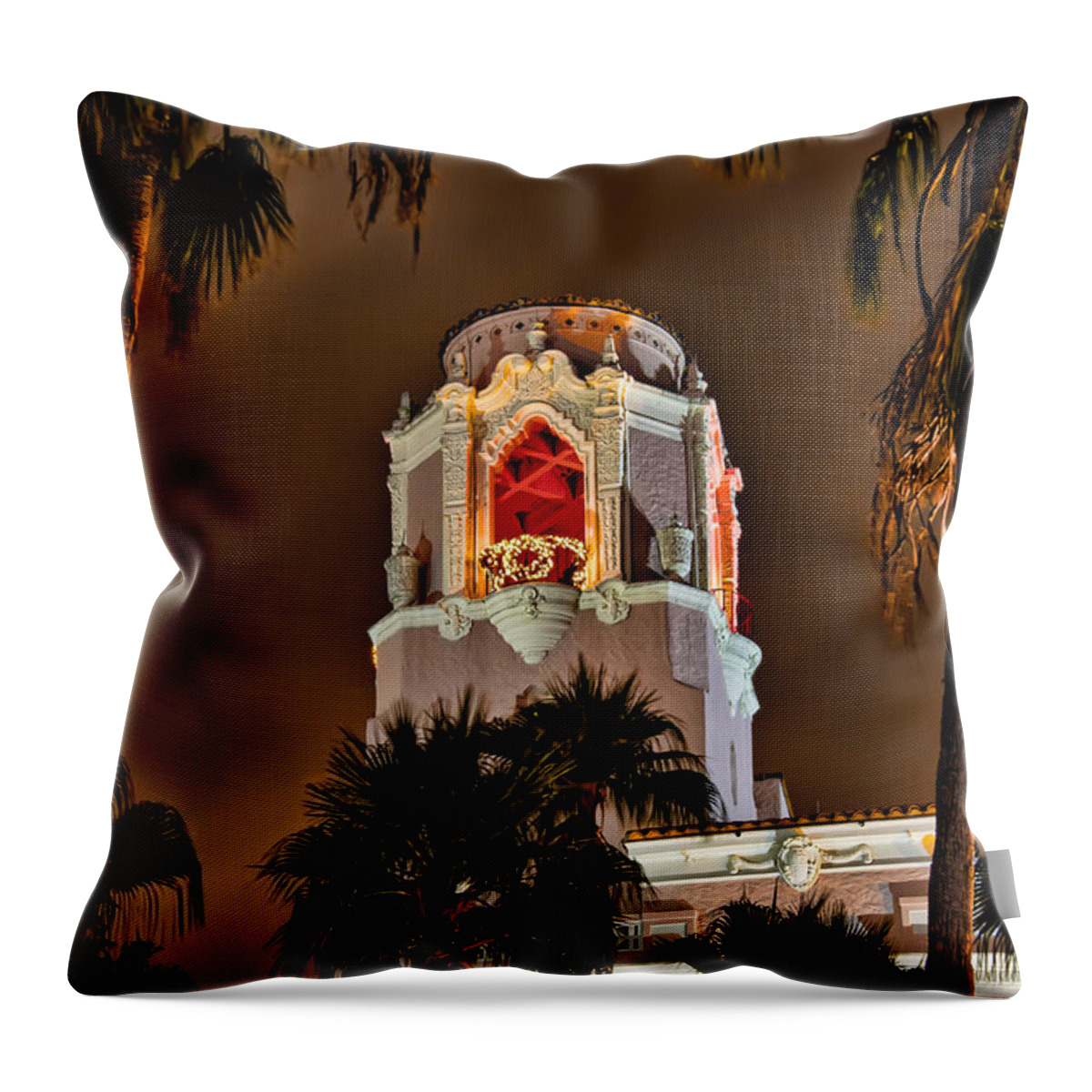 Christmas Throw Pillow featuring the photograph Bell Tower at Christmas by Sue Karski