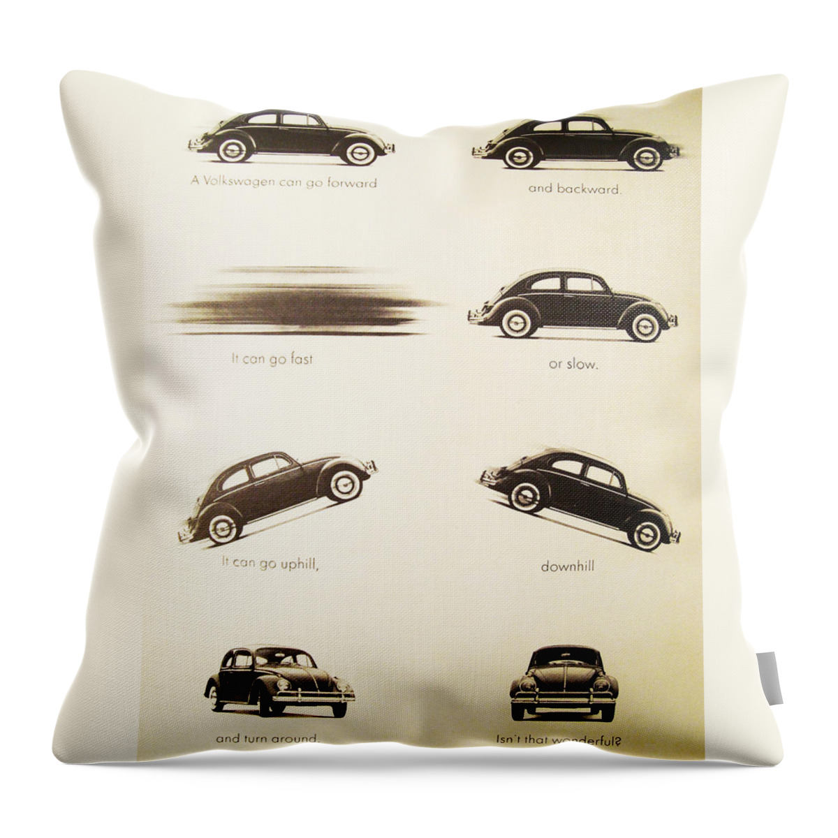 Vw Beetle Throw Pillow featuring the digital art Benefits of a Volkwagen by Georgia Fowler