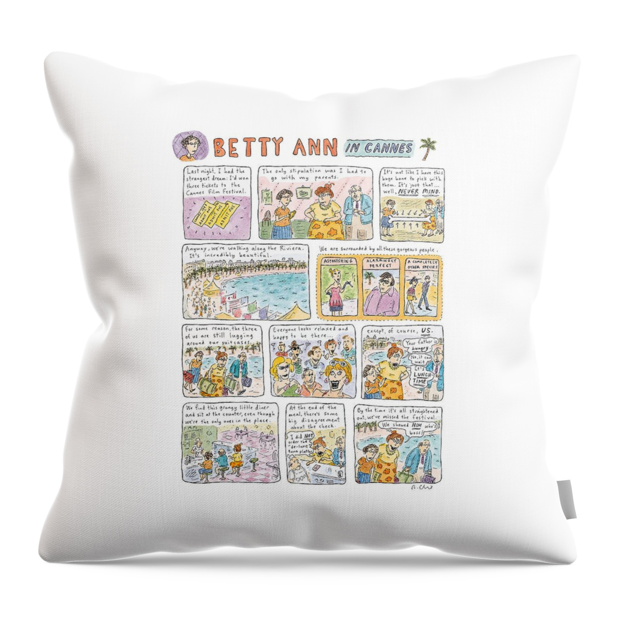 'betty Ann In Cannes' Throw Pillow