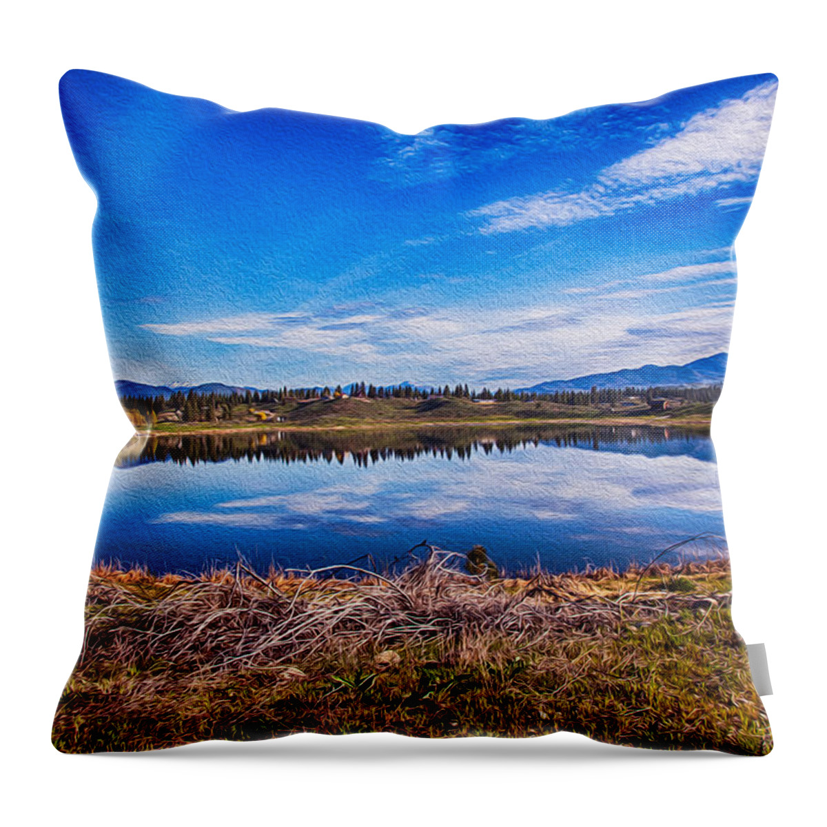 North Cascades Throw Pillow featuring the painting Big Twin Lake by Omaste Witkowski
