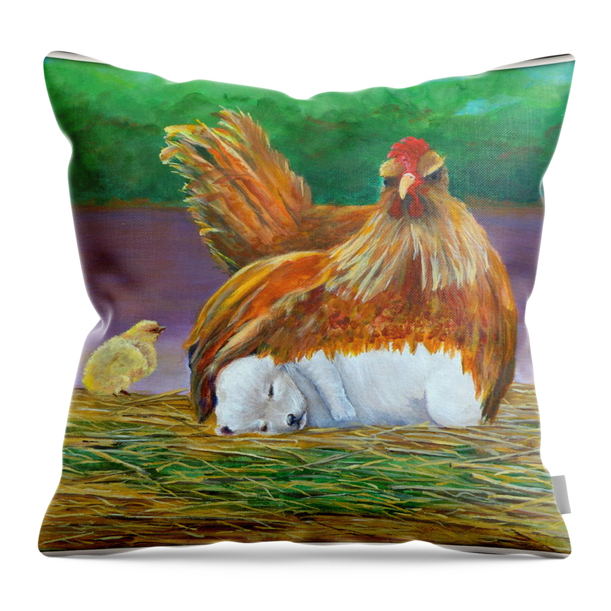 Hen Painting Throw Pillow featuring the painting Blame It On Your Parent by Deborah Naves