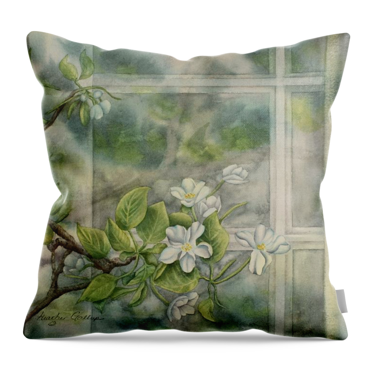 Blossoms Throw Pillow featuring the painting Blossoms Inside and Out by Heather Gallup