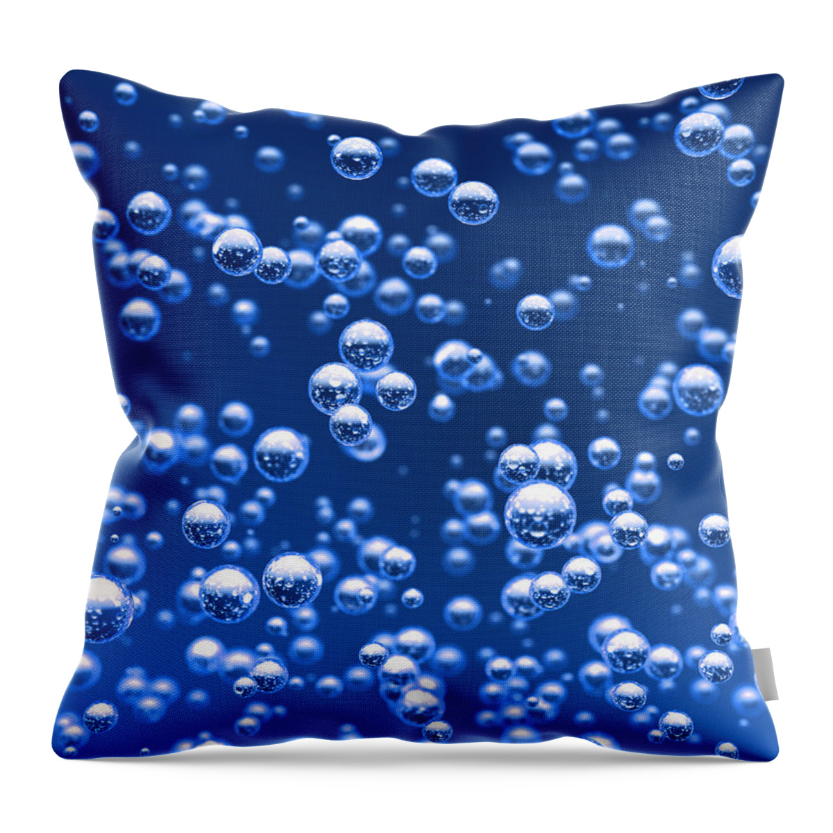 Bubble Throw Pillow featuring the digital art Blue bubbles by Bruno Haver