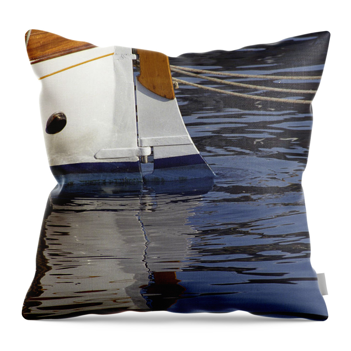 Rudder Boat Fishing Italy Water Throw Pillow featuring the photograph Blue Rudder by Susie Rieple