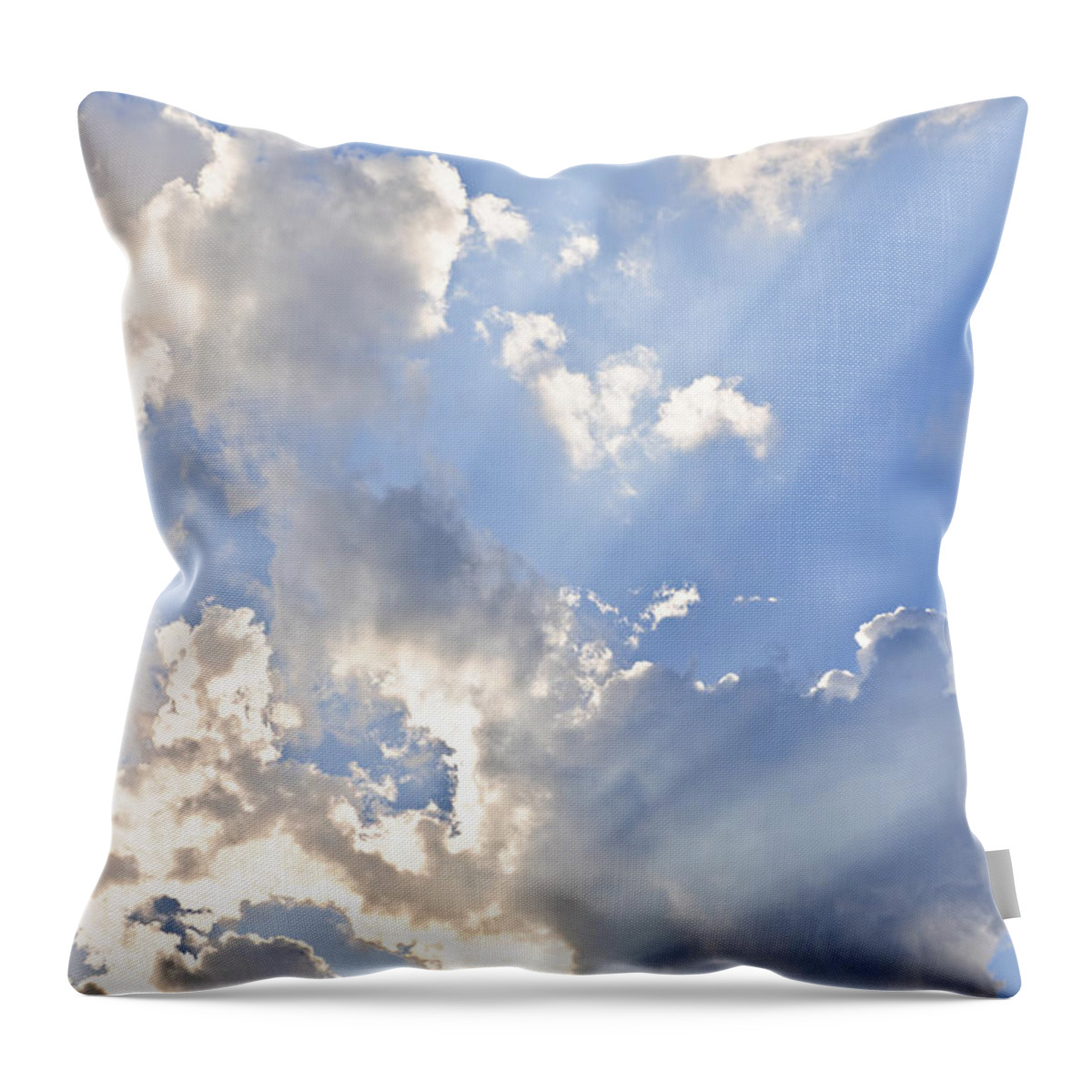 Sky Throw Pillow featuring the photograph Blue sky with sun rays by Elena Elisseeva