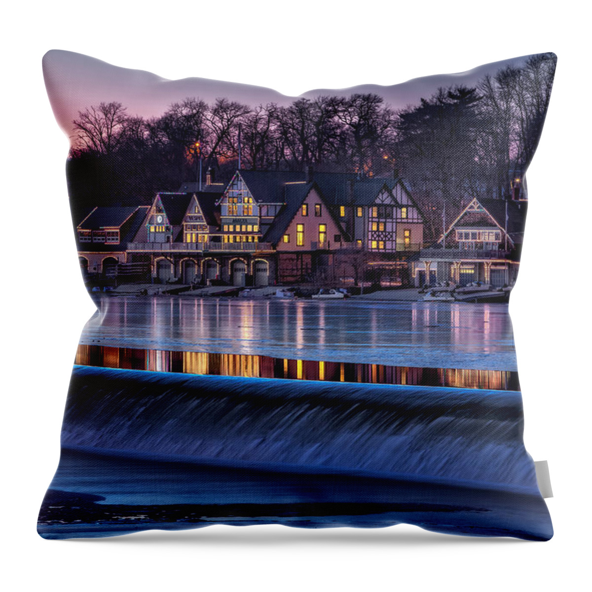 Boat House Row Throw Pillow featuring the photograph Boathouse Row by Susan Candelario