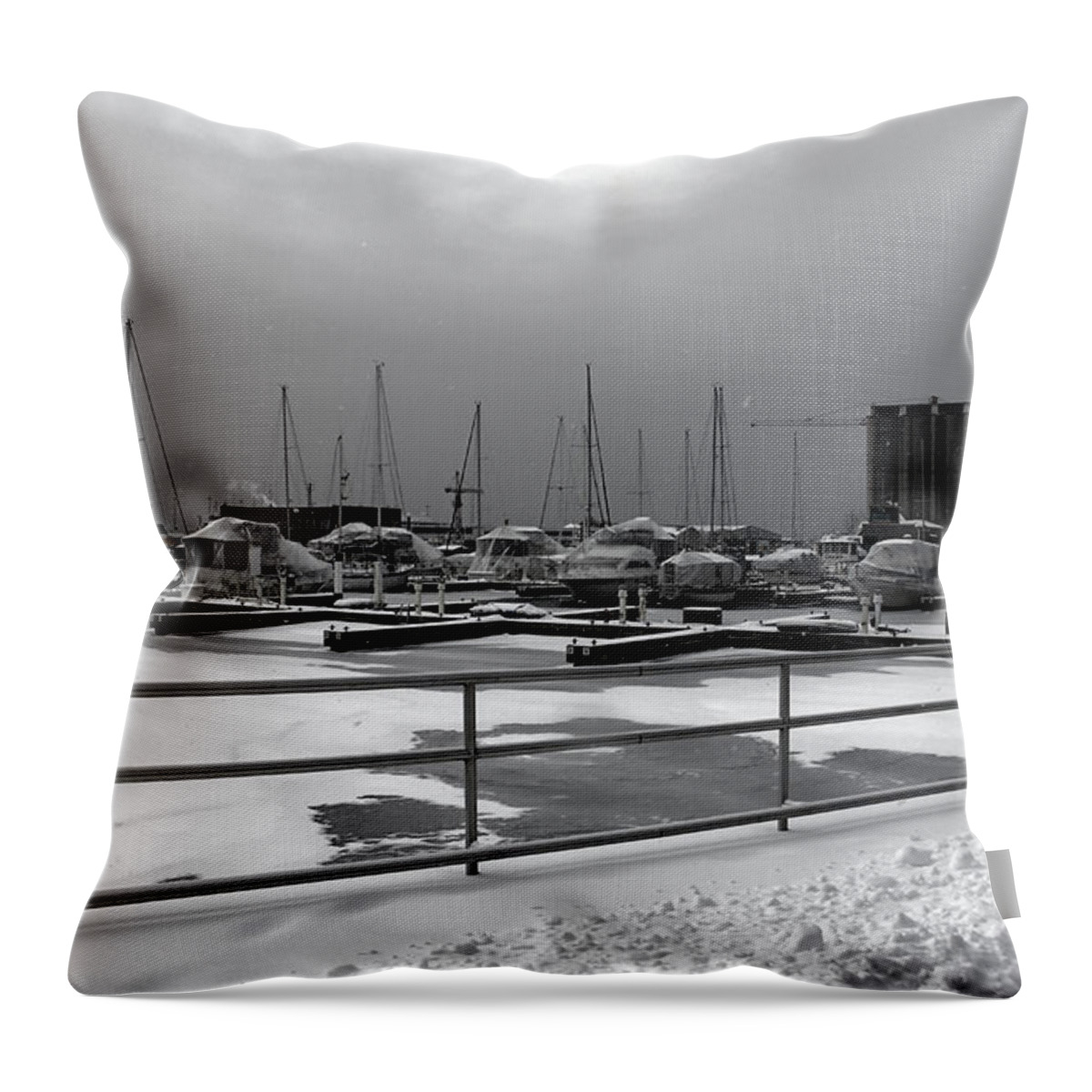 Toronto Canvas Prints Throw Pillow featuring the photograph Boats on Ice by Nicky Jameson