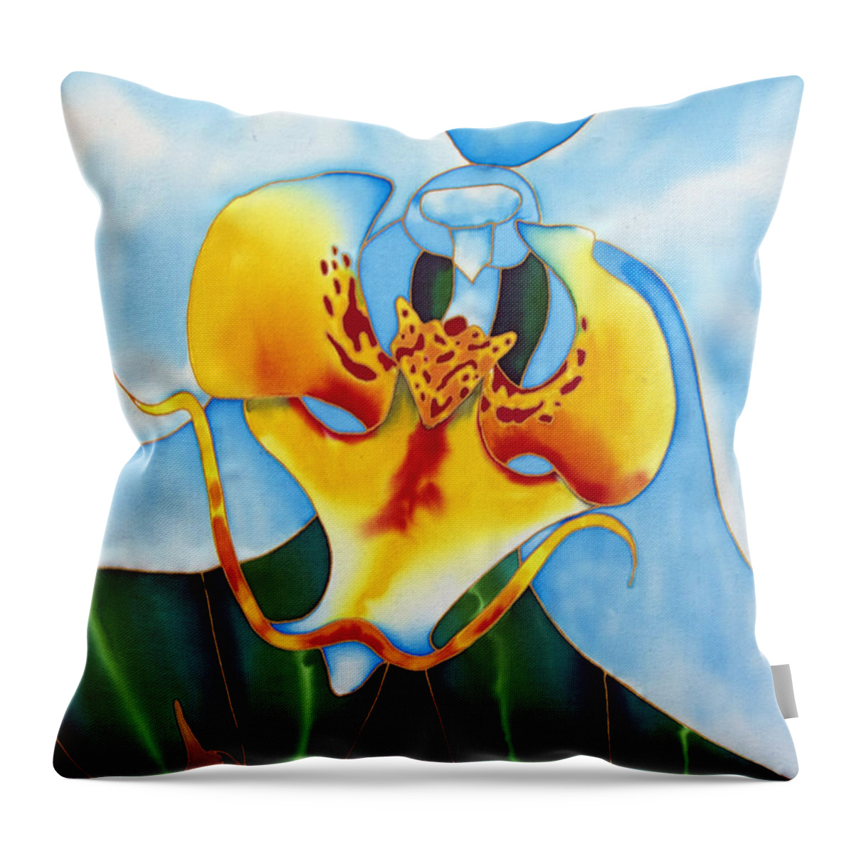 Orchid Flower Throw Pillow featuring the painting Bonnie Orchid I by Daniel Jean-Baptiste