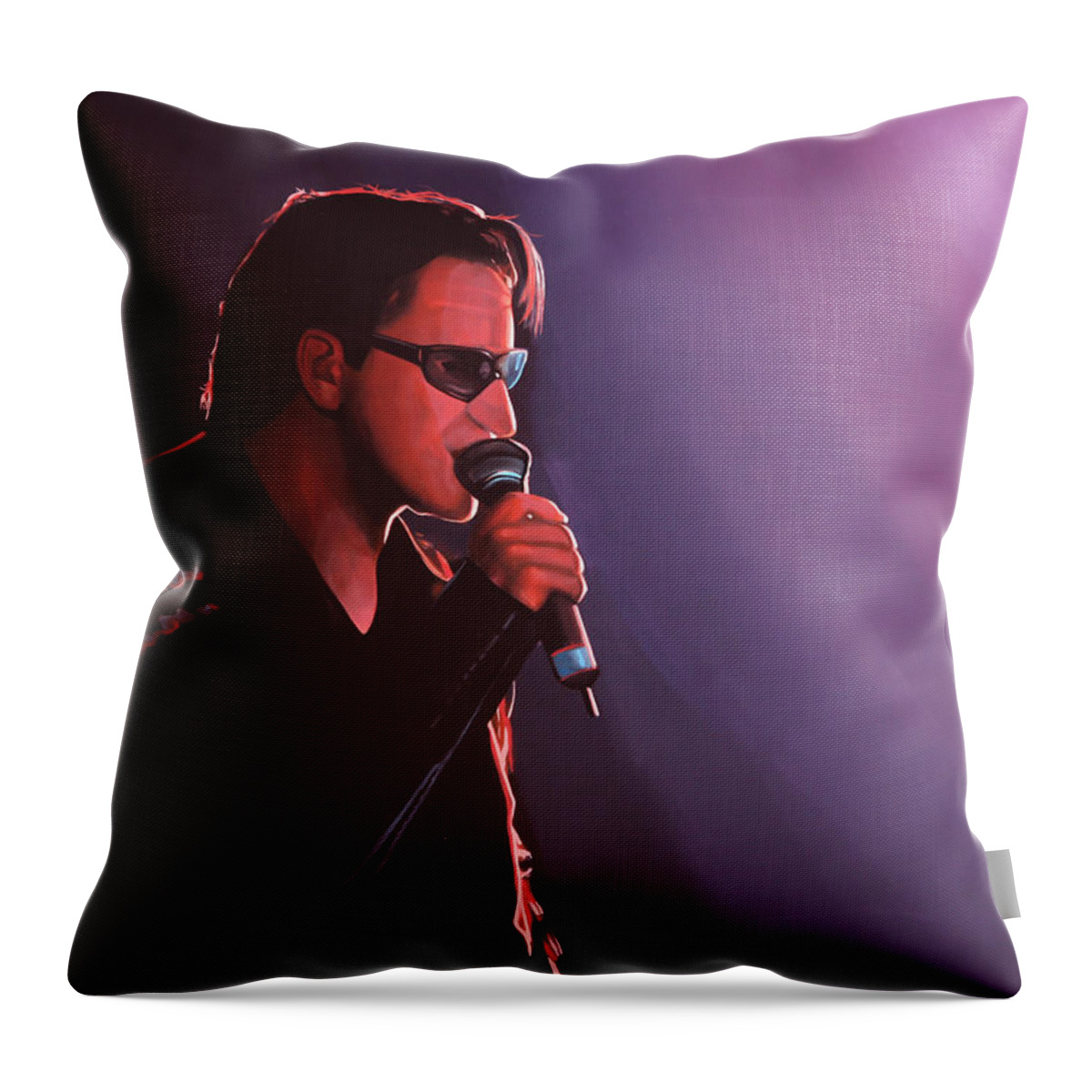 U2 Throw Pillow featuring the painting Bono U2 by Paul Meijering