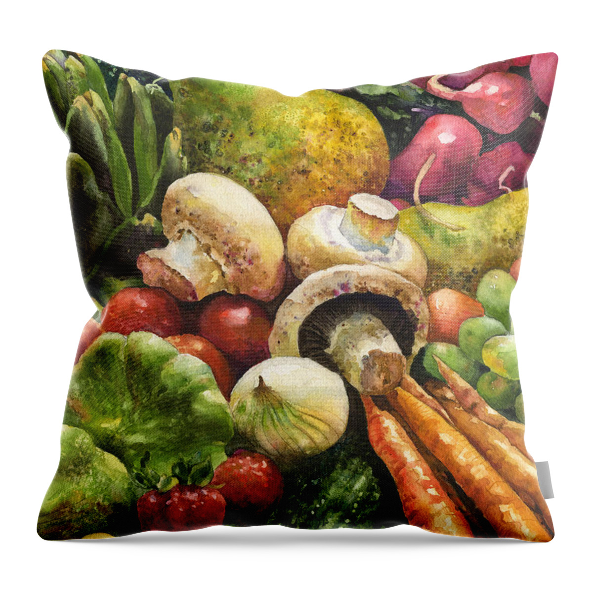 Vegetables Painting Throw Pillow featuring the painting Bountiful by Anne Gifford