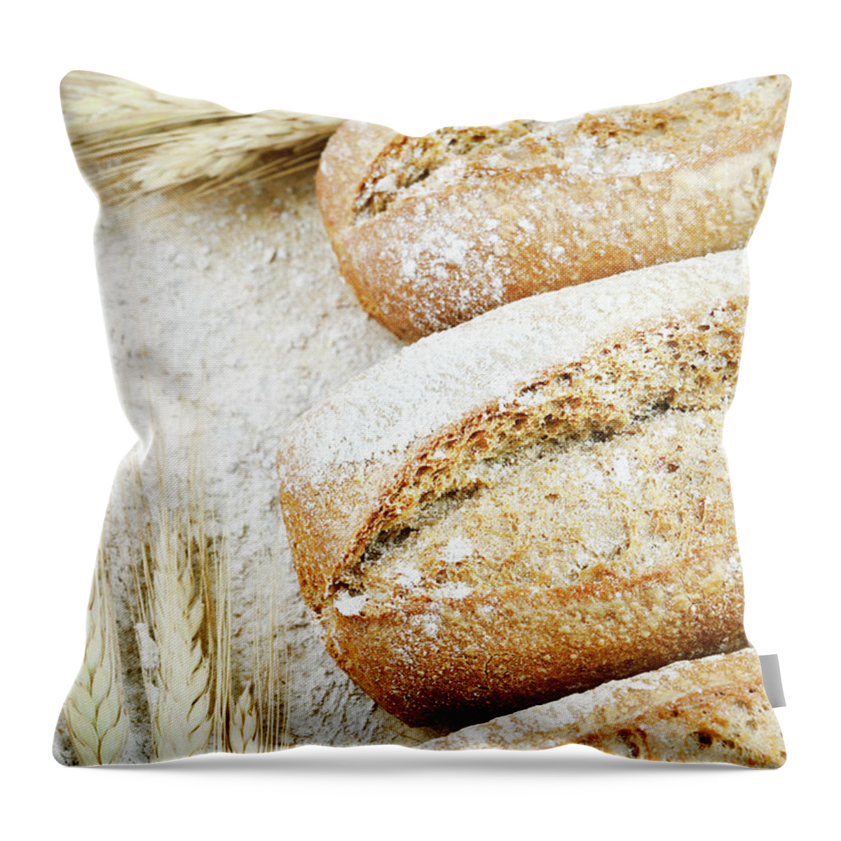 Breakfast Throw Pillow featuring the photograph Bread by Cactusoup