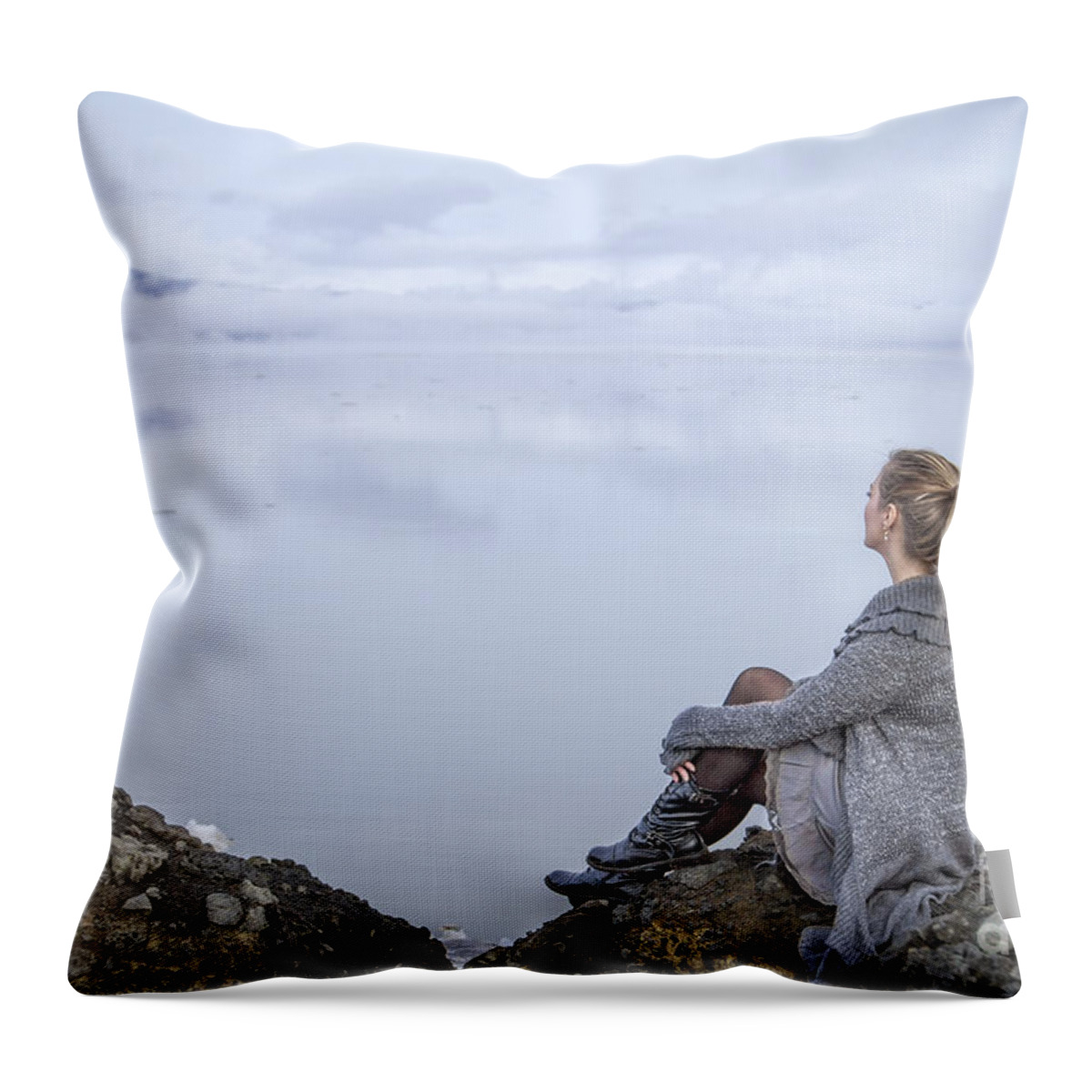 Girl Throw Pillow featuring the photograph Breathe by Evelina Kremsdorf