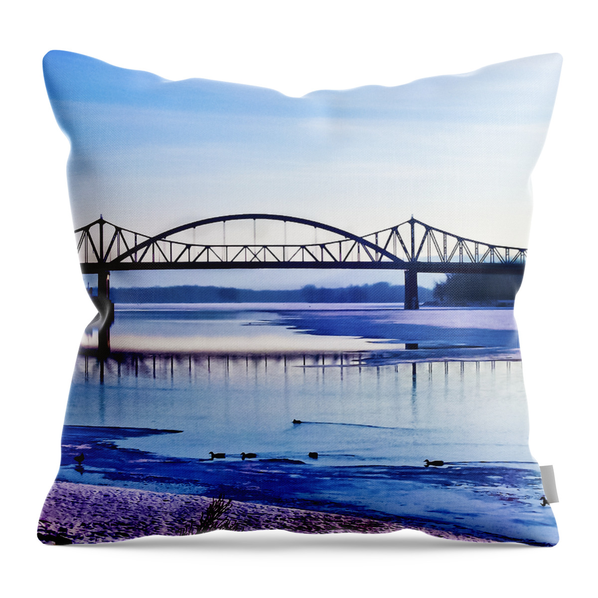 Cantilever Bridge Throw Pillow featuring the photograph Bridges over the Mississippi by Christi Kraft