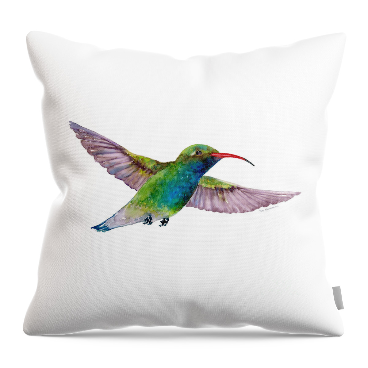 Bird Throw Pillow featuring the painting Broad Billed Hummingbird by Amy Kirkpatrick