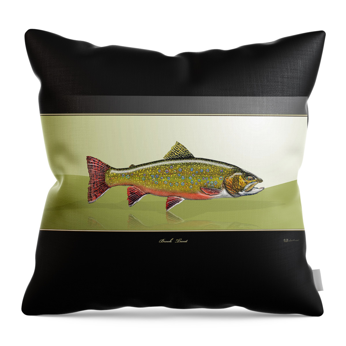 'fishing Corner' Collection By Serge Averbukh Throw Pillow featuring the digital art Brook Trout by Serge Averbukh