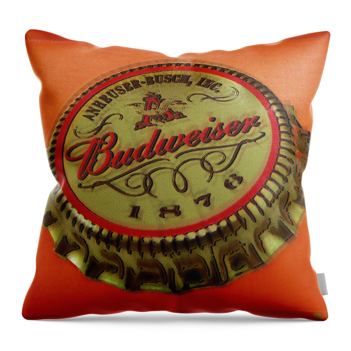 Budweiser Throw Pillow featuring the painting Budweiser Cap by Tony Rubino