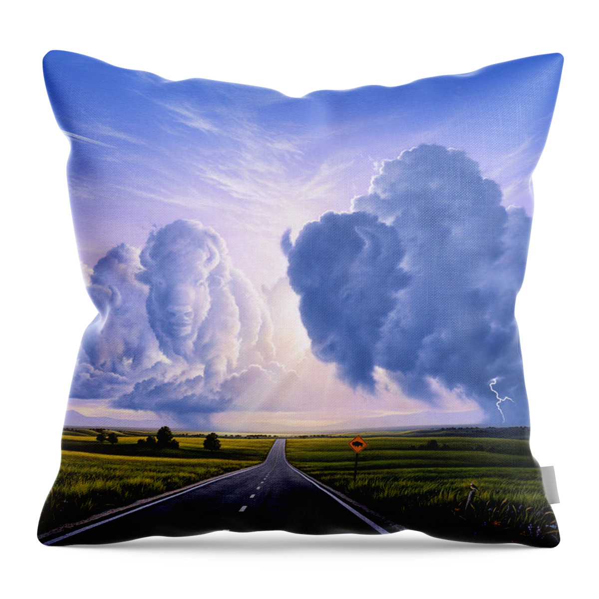 Nato Throw Pillow featuring the painting NATO Buffalo Crossing by Jerry LoFaro