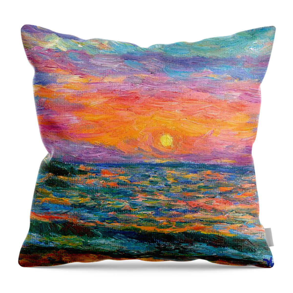 Ocean Throw Pillow featuring the painting Burning Shore by Kendall Kessler