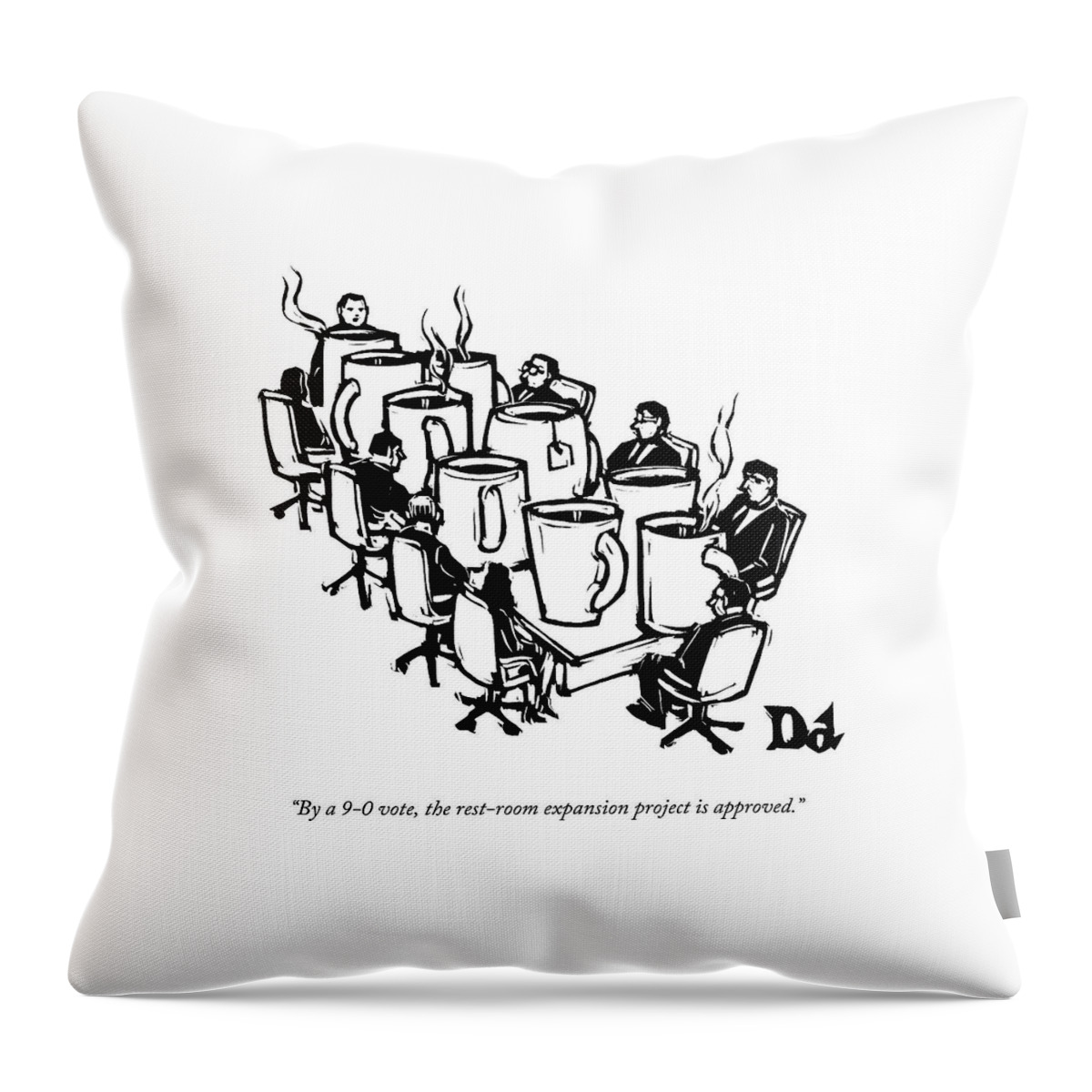 Businessmen Sit Around Conference Table Throw Pillow