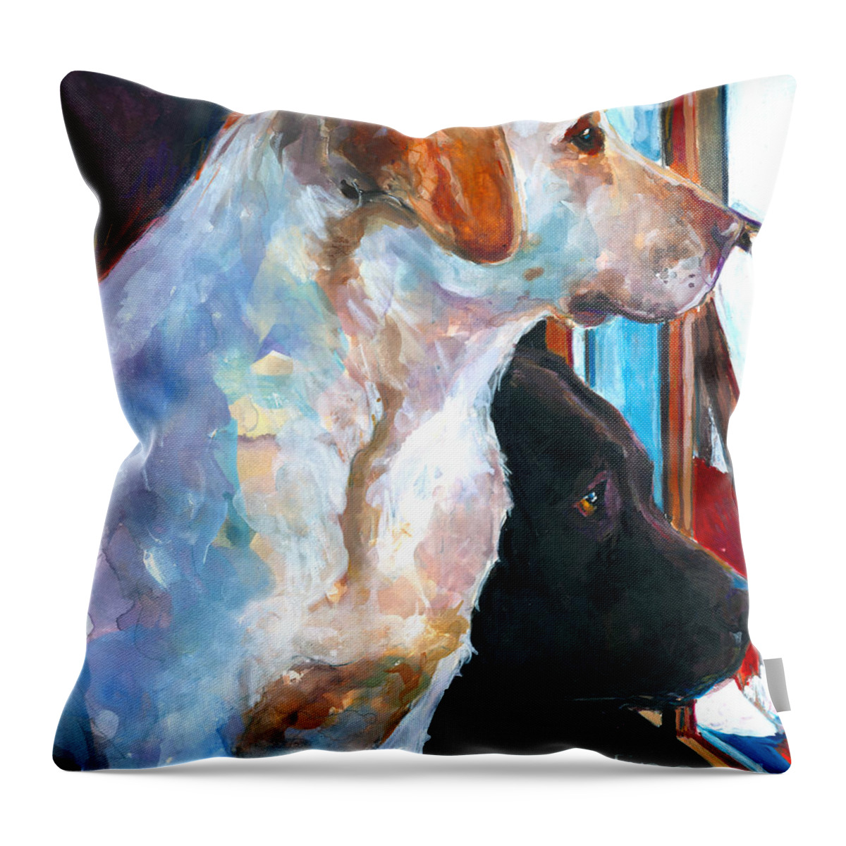 Labrador Retriever Throw Pillow featuring the painting By My Side by Molly Poole