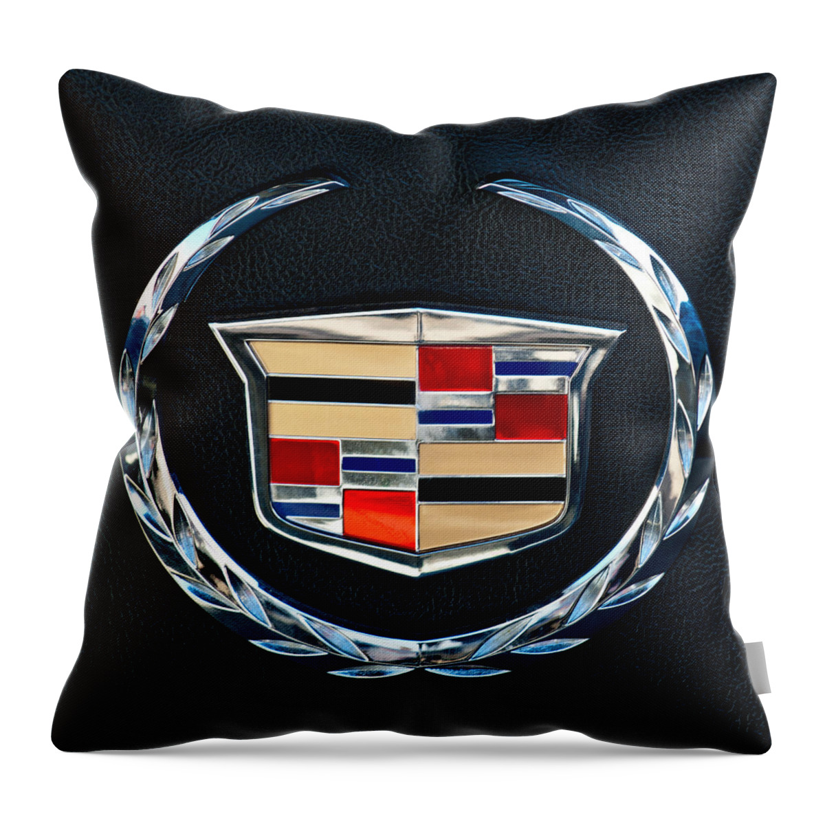 Cadillac Emblem Throw Pillow featuring the photograph Cadillac Emblem by Jill Reger