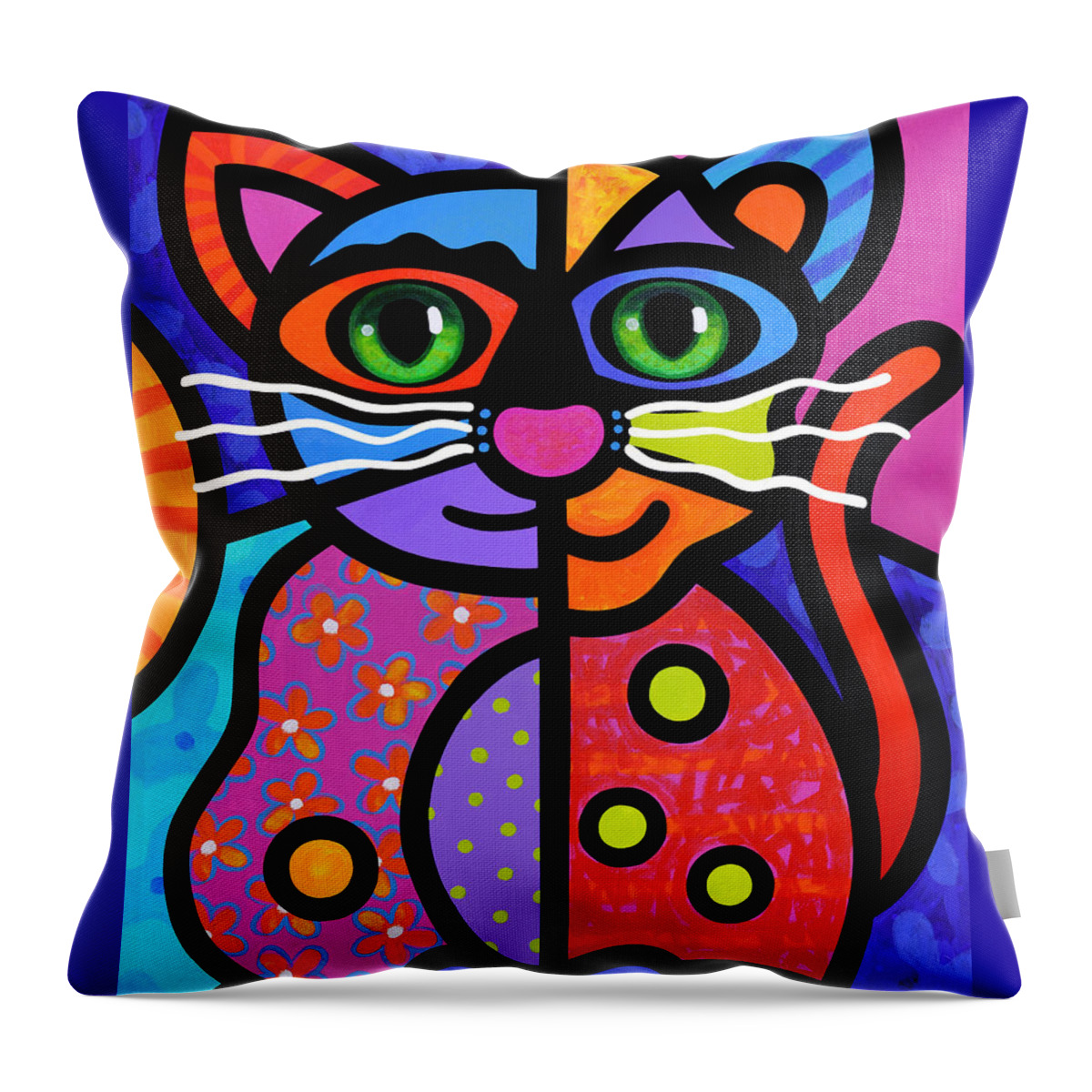 Cat Throw Pillow featuring the painting Calico Cat by Steven Scott