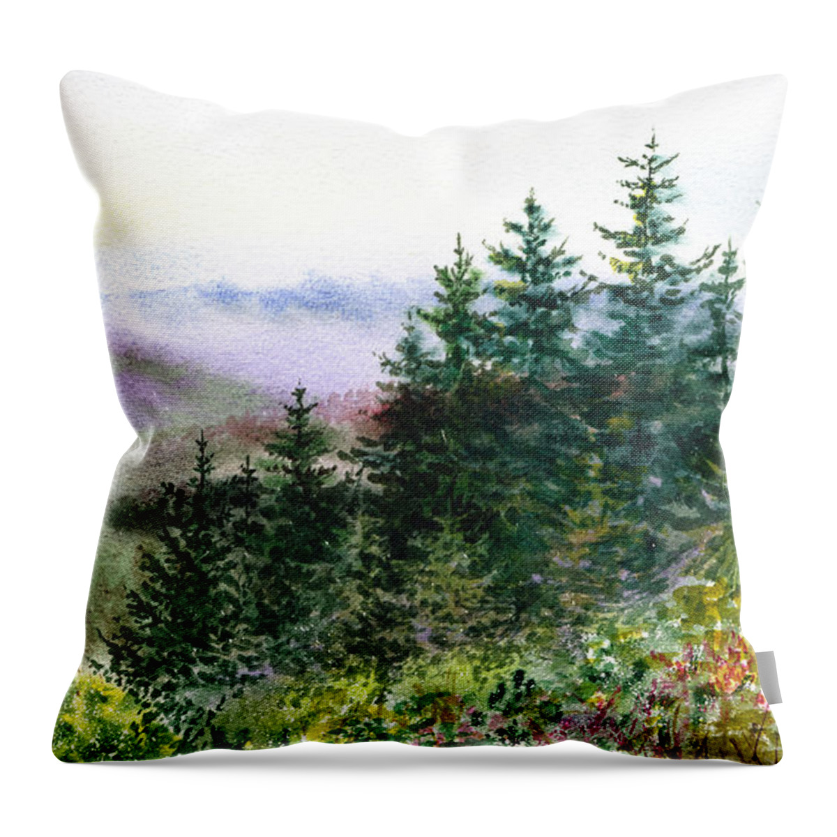 Gorgeous Landscape Throw Pillow featuring the painting Redwood Creek National Park by Irina Sztukowski