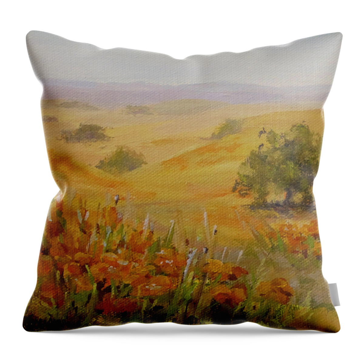 California Throw Pillow featuring the painting California Memory by Karen Ilari