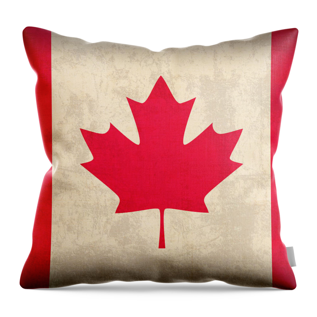 Canada Throw Pillow featuring the mixed media Canada Flag Vintage Distressed Finish by Design Turnpike