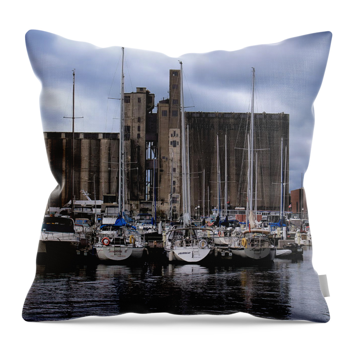 Malting Silo Throw Pillow featuring the photograph Canada Malting Silos Harbourfront by Nicky Jameson
