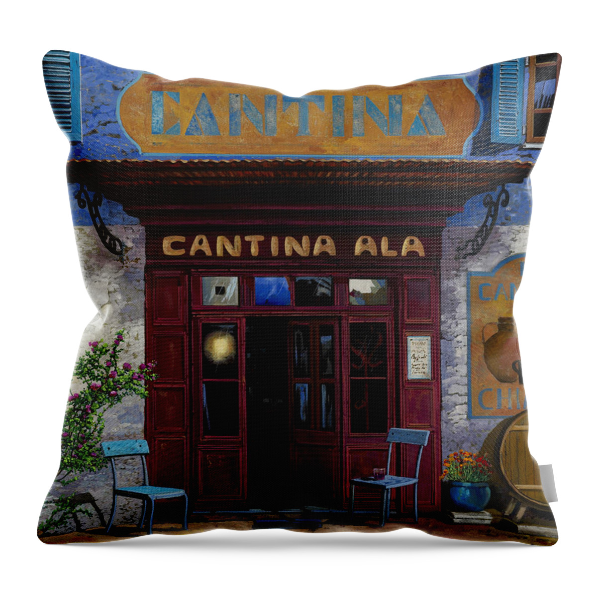 Cantina Throw Pillow featuring the painting cantina Ala by Guido Borelli