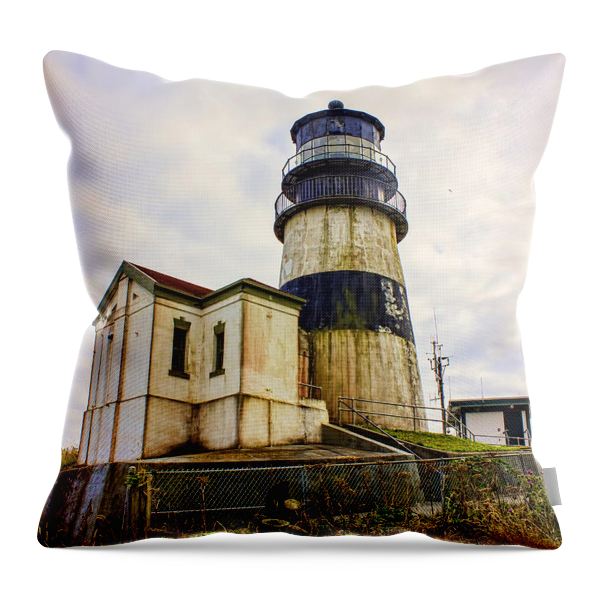 Lighthouse Throw Pillow featuring the photograph Cape Disappointment by Cathy Anderson