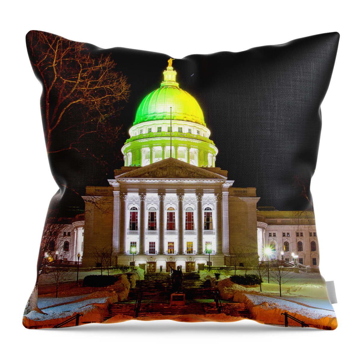 Capitol Throw Pillow featuring the photograph Capitol Madison Packers Colors by Steven Ralser