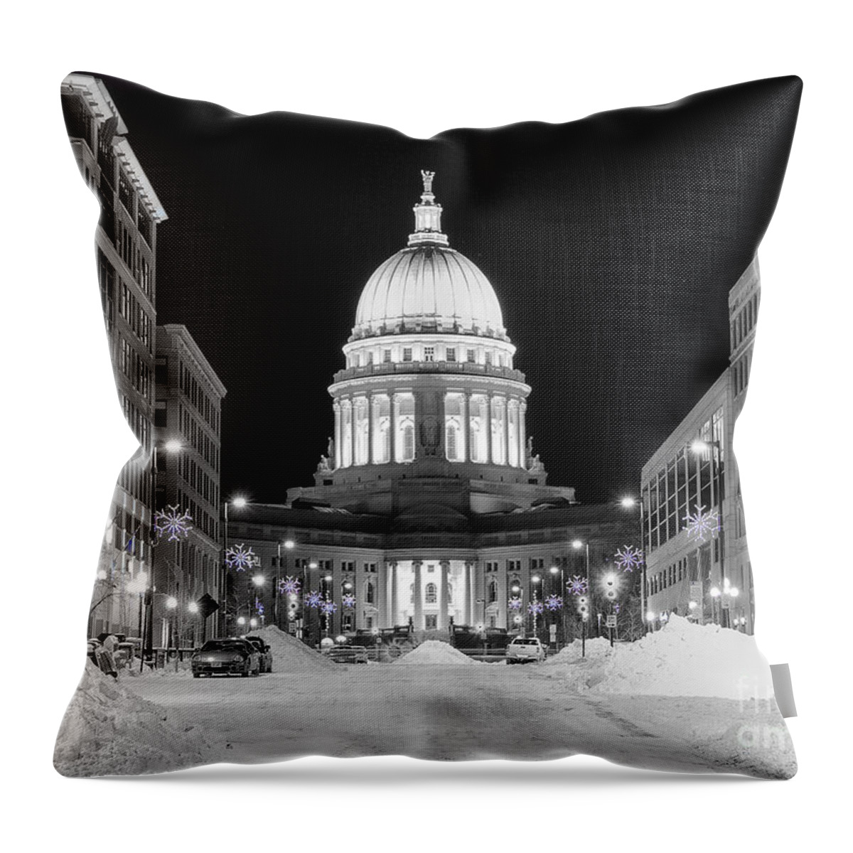 Capitol Throw Pillow featuring the photograph Capitol Madison Wisconsin by Steven Ralser